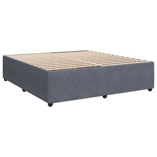 Krevet s oprugama i madracem tamnosivi 200x200 cm baršunasti - Tamno siva 200 x 200 cm Blok s kvadratima Cijena