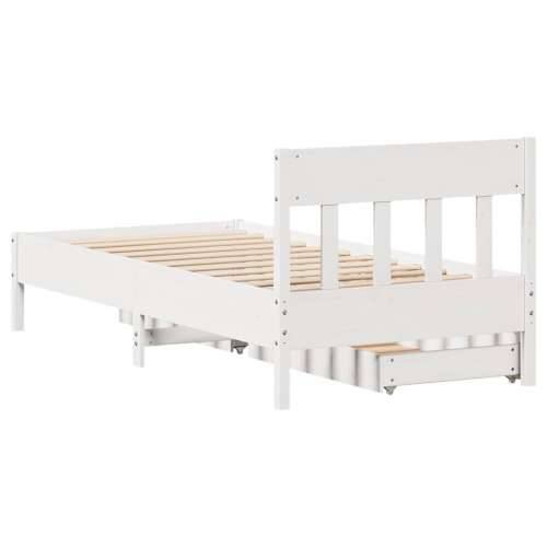Okvir kreveta bez madraca bijeli 90 x 200 cm masivna borovina - Bijela 90 x 200 cm Cijena
