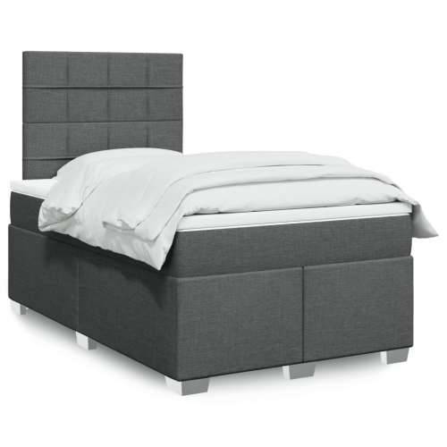 Krevet box spring s madracem tamnosivi 120 x 190 cm tkanina - Tamno siva 120 x 190 cm Blok s kvadratima Cijena