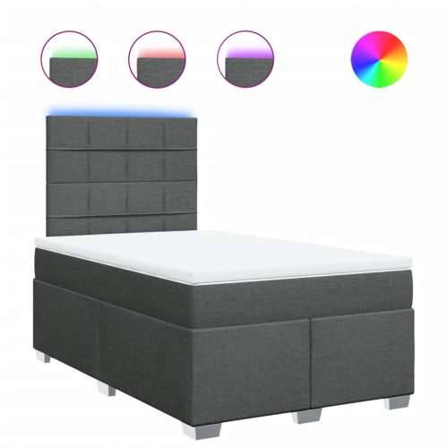 Krevet box spring s madracem tamnosivi 120 x 190 cm tkanina - Tamno siva 120 x 190 cm Blok s kvadratima Cijena