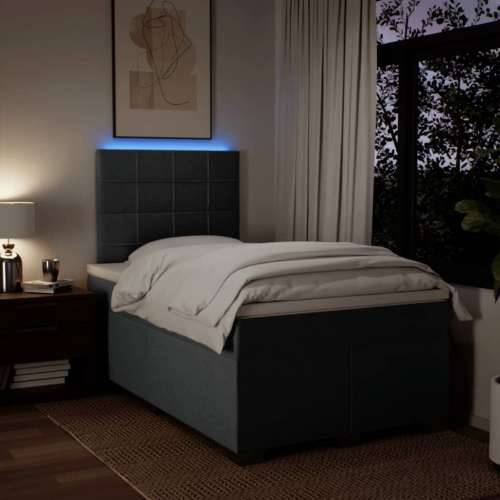 Krevet box spring s madracem tamnosivi 120 x 190 cm tkanina - Tamno siva 120 x 190 cm Blok s kvadratima Cijena