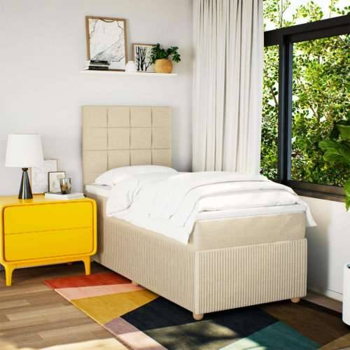 Krevet s oprugama i madracem krem 90 x 190 cm od tkanine - Krema 90 x 190 cm Blok s kvadratima Cijena