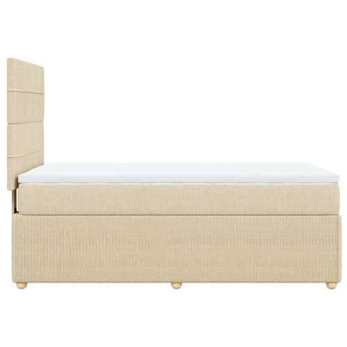 Krevet s oprugama i madracem krem 90 x 190 cm od tkanine - Krema 90 x 190 cm Blok s kvadratima Cijena