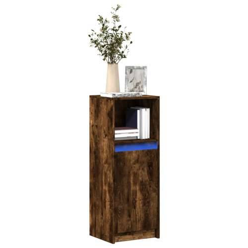 Komoda s LED svjetlima boja hrasta 38 x 34 x 100 cm drvena Dimljeni hrast 1 38 cm Cijena