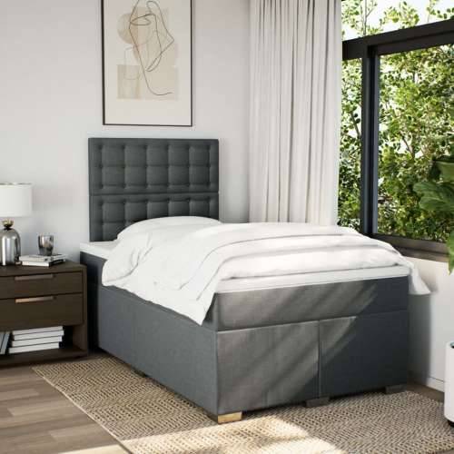 Krevet box spring s madracem tamnosivi 120 x 190 cm tkanina - Tamno siva 120 x 190 cm gumbi Cijena
