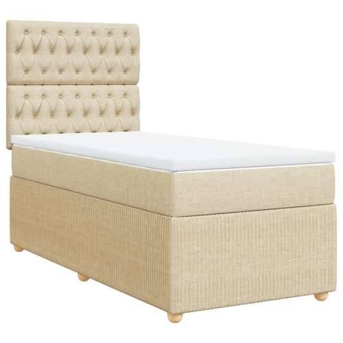 Krevet s oprugama i madracem krem 90 x 190 cm od tkanine Krema 90 x 190 cm Dizajn s gumbima Cijena