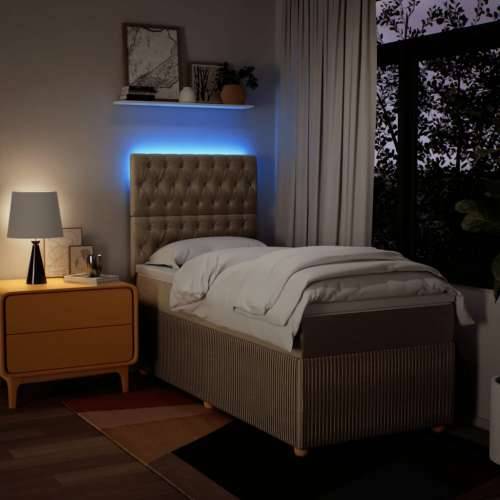 Krevet s oprugama i madracem krem 90 x 190 cm od tkanine Krema 90 x 190 cm Dizajn s gumbima Cijena