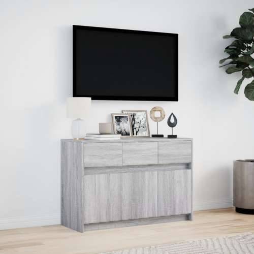 TV ormarić s LED svjetlima boja hrasta 91x34x61 cm drveni - Sivi hrast sonoma 1 Cijena