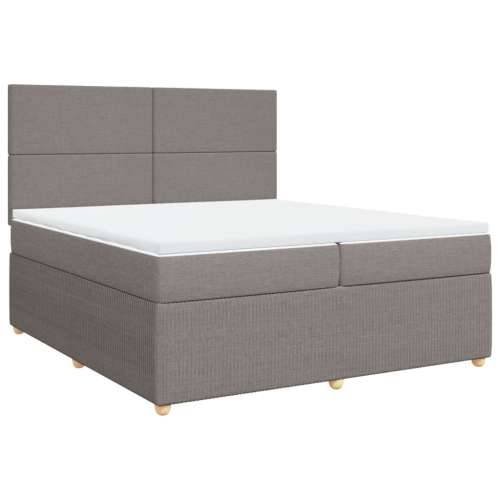 Krevet s oprugama i madracem smeđesivi 200x200 cm od tkanine - Sivo-smeđa 200 x 200 cm Gladak dizajn Cijena