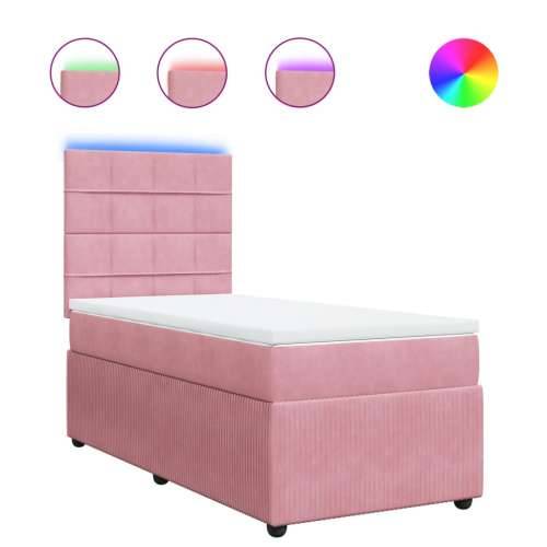 Box spring krevet s madracem ružičasti 90x190 cm baršunasti - Ružičasta 90 x 190 cm Blok s kvadratima Cijena