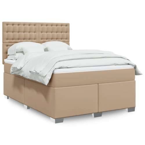 Krevet s oprugama i madrac cappuccino 140x190cm od umjetne kože - Boja cappuccina 140 x 190 cm gumbi Cijena