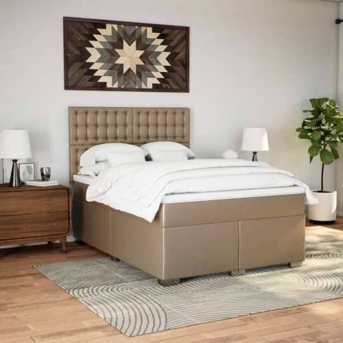 Krevet s oprugama i madrac cappuccino 140x190cm od umjetne kože - Boja cappuccina 140 x 190 cm gumbi Cijena