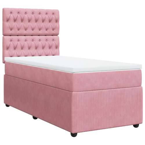 Box spring krevet s madracem ružičasti 90x190 cm baršunasti - Ružičasta 90 x 190 cm Dizajn s gumbima Cijena
