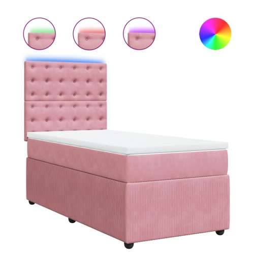 Box spring krevet s madracem ružičasti 90x190 cm baršunasti - Ružičasta 90 x 190 cm gumbi Cijena