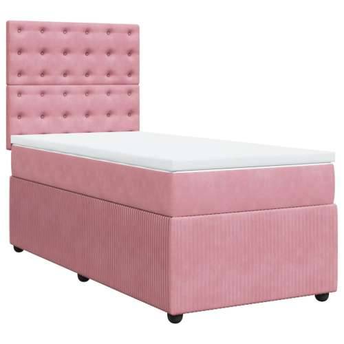 Box spring krevet s madracem ružičasti 90x190 cm baršunasti - Ružičasta 90 x 190 cm gumbi Cijena