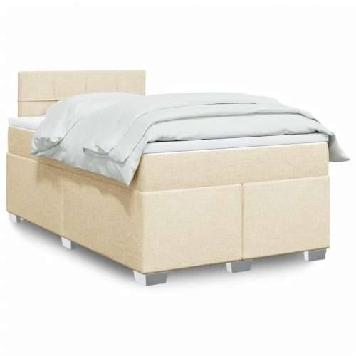 Krevet box spring s madracem krem 120 x 190 cm od tkanine - Krema 120 x 190 cm Blok s kvadratima Cijena