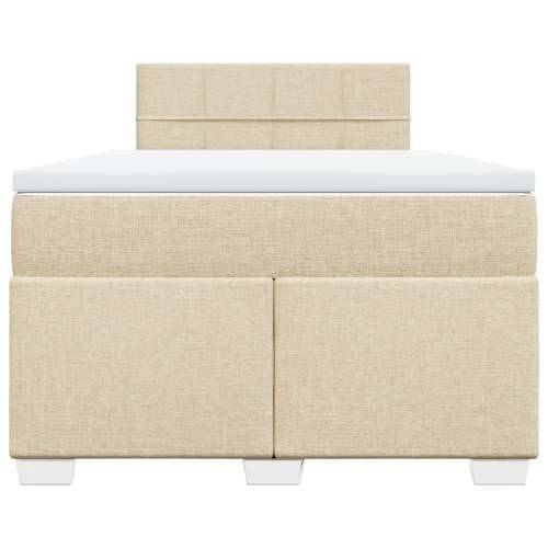 Krevet box spring s madracem krem 120 x 190 cm od tkanine - Krema 120 x 190 cm Blok s kvadratima Cijena
