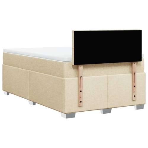 Krevet box spring s madracem krem 120 x 190 cm od tkanine - Krema 120 x 190 cm Blok s kvadratima Cijena