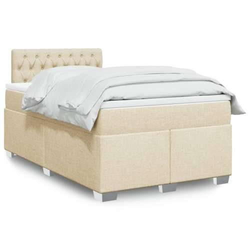 Krevet box spring s madracem krem 120 x 190 cm od tkanine - Krema 120 x 190 cm Dizajn s gumbima Cijena