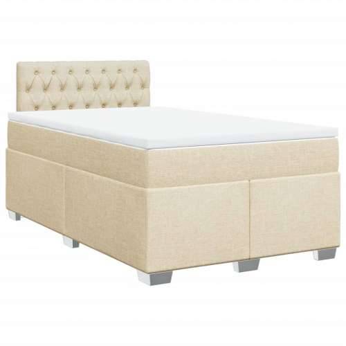 Krevet box spring s madracem krem 120 x 190 cm od tkanine - Krema 120 x 190 cm Dizajn s gumbima Cijena