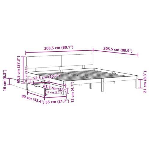 Okvir kreveta s ladicama bez madraca 200x200 cm - Prirodna 200 x 200 cm Cijena