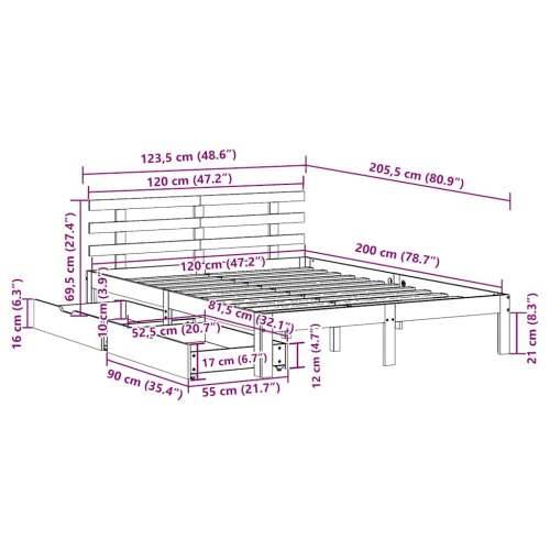 Okvir kreveta s ladicama bez madraca bijeli 120x200 cm - Bijela 120 x 200 cm Cijena