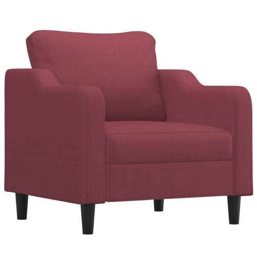 3-dijelni set sofa s jastucima crvena boja vina od tkanine - boja crnog vina s jastučićima Cijena