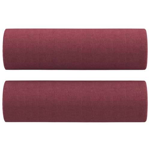 3-dijelni set sofa s jastucima crvena boja vina od tkanine - boja crnog vina s jastučićima Cijena