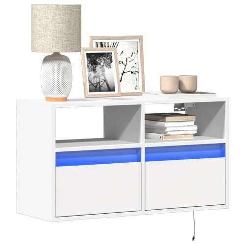 Zidni TV ormarić s LED svjetlima bijeli 80 x 31 x 45 cm - Bijela 1 80 cm Cijena