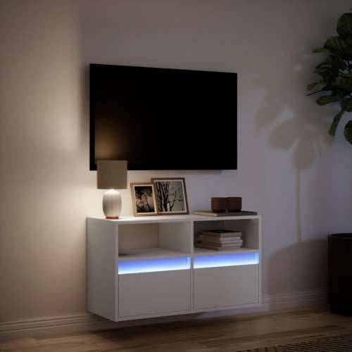 Zidni TV ormarić s LED svjetlima bijeli 80 x 31 x 45 cm - Bijela 1 80 cm Cijena