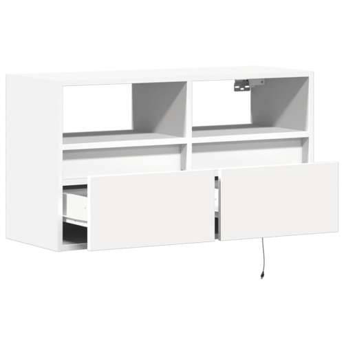 Zidni TV ormarić s LED svjetlima bijeli 80 x 31 x 45 cm - Bijela 1 80 cm Cijena