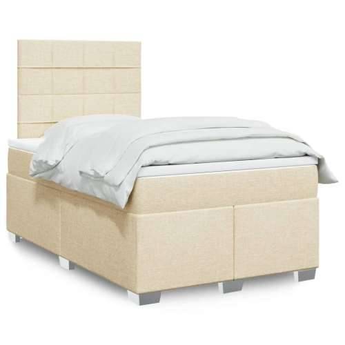 Krevet box spring s madracem krem 120 x 190 cm od tkanine - Krema 120 x 190 cm Blok s kvadratima Cijena
