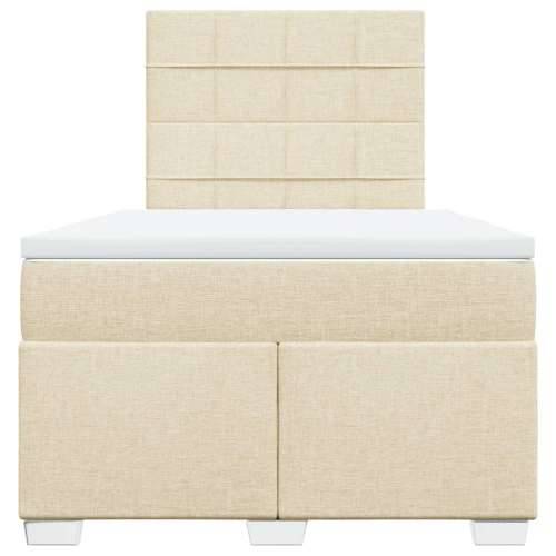 Krevet box spring s madracem krem 120 x 190 cm od tkanine - Krema 120 x 190 cm Blok s kvadratima Cijena