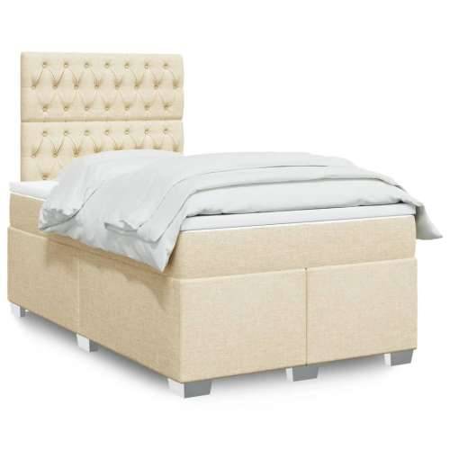 Krevet box spring s madracem krem 120 x 190 cm od tkanine - Krema 120 x 190 cm Dizajn s gumbima Cijena