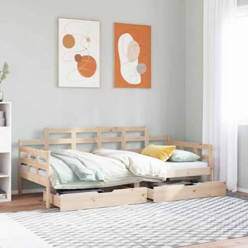 Dnevni krevet s ladicama bez madraca 90 x 190 cm masivno drvo - Prirodna 90 x 190 cm Cijena