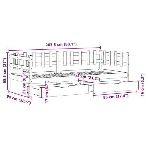 Dnevni krevet s ladicama bez madraca 80x200 cm masivno drvo Cijena