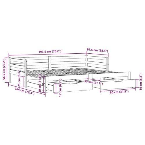 Dnevni krevet na razvlačenje s ladicama bez madraca 90 x 190 cm Cijena