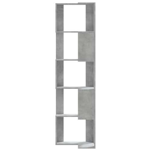 Kutni regal za knjige 5 razine boja betona 50x50x179 cm drveni - Beton siva 1 Cijena