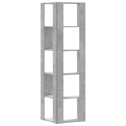Kutni regal za knjige 5 razine boja betona 50x50x179 cm drveni - Beton siva 1 Cijena