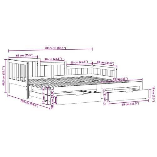 Dnevni krevet na razvlačenje s ladicama bez madraca 80x200 cm - Bijela 80 x 200 cm Cijena
