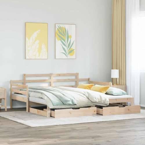 Dnevni krevet na razvlačenje s ladicama bez madraca 90 x 190 cm - Prirodna 90 x 190 cm Cijena