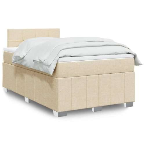 Krevet s oprugama i madracem krem 120 x 200 cm od tkanine - Krema 120 x 200 cm Blok s kvadratima Cijena