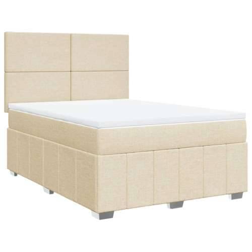 Krevet s oprugama i madracem krem 140 x 190 cm od tkanine - Krema 140 x 190 cm Gladak dizajn Cijena