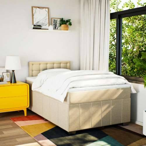 Krevet s oprugama i madracem krem 120 x 200 cm od tkanine - Krema 120 x 200 cm gumbi Cijena