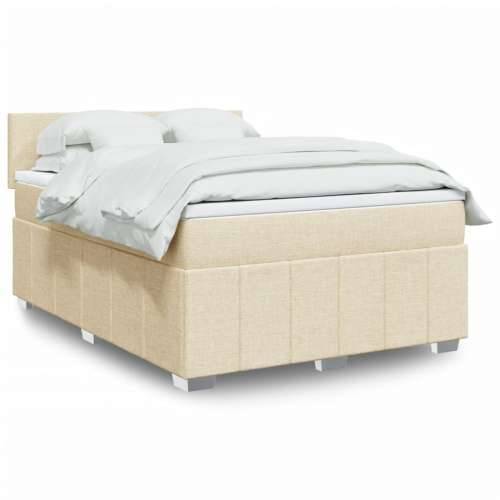 Krevet s oprugama i madracem krem 140 x 190 cm od tkanine - Krema 140 x 190 cm Gladak dizajn Cijena