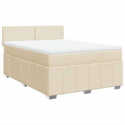 Krevet s oprugama i madracem krem 140 x 190 cm od tkanine - Krema 140 x 190 cm Gladak dizajn Cijena
