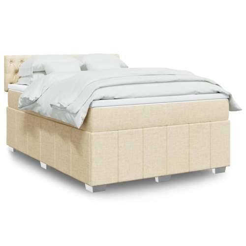Krevet s oprugama i madracem krem 140 x 190 cm od tkanine - Krema 140 x 190 cm Dizajn s gumbima Cijena