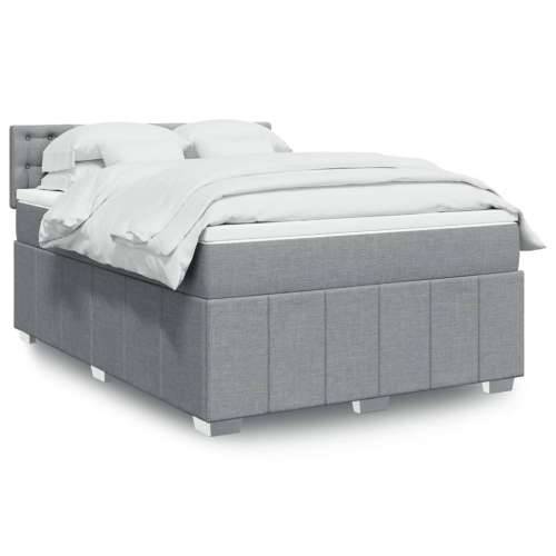 Krevet s oprugama i madracem svjetlosivi 140x190 cm od tkanine - Svjetlosiva 140 x 190 cm gumbi Cijena