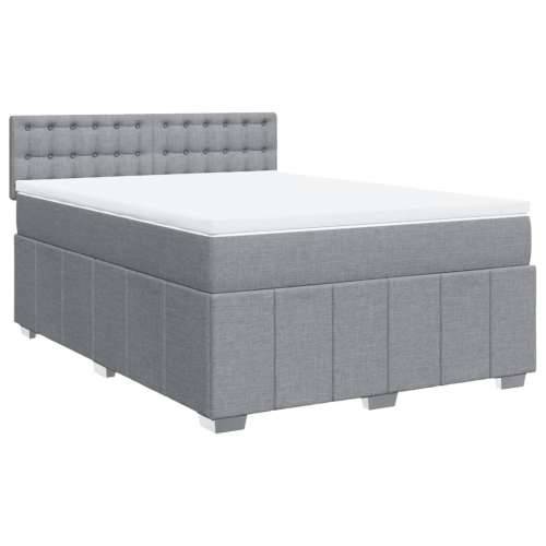 Krevet s oprugama i madracem svjetlosivi 140x190 cm od tkanine - Svjetlosiva 140 x 190 cm gumbi Cijena