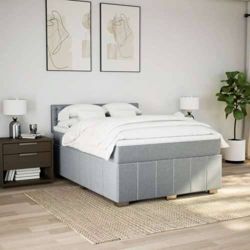 Krevet s oprugama i madracem svjetlosivi 140x190 cm od tkanine - Svjetlosiva 140 x 190 cm gumbi Cijena